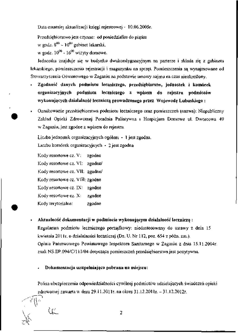 Pomieszczenia sa_ wynajmowane od Stowarzyszenia Oswiatowego w Zaganiu na podstawje umowy najmu na czas nieokreslony.