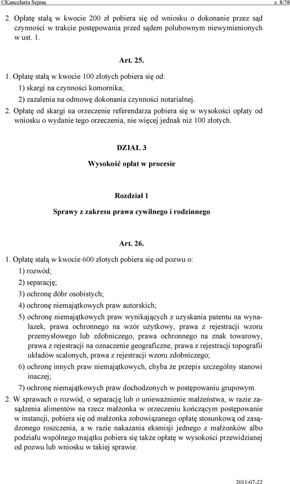 DZIAŁ 3 Wysokość opłat w procesie Rozdział 1 