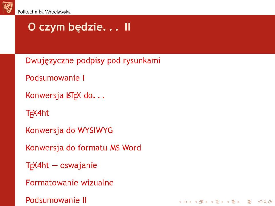 I Konwersja L A T E X do.
