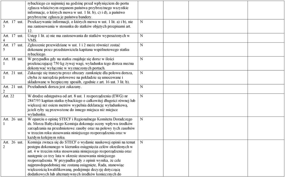 b), c) i d), a państwo przybrzeżne zgłasza je państwu bandery. Przekazywanie informacji, o których mowa w lit. a) i b), nie ma zastosowania w stosunku do statków objętych przepisami art. 12.