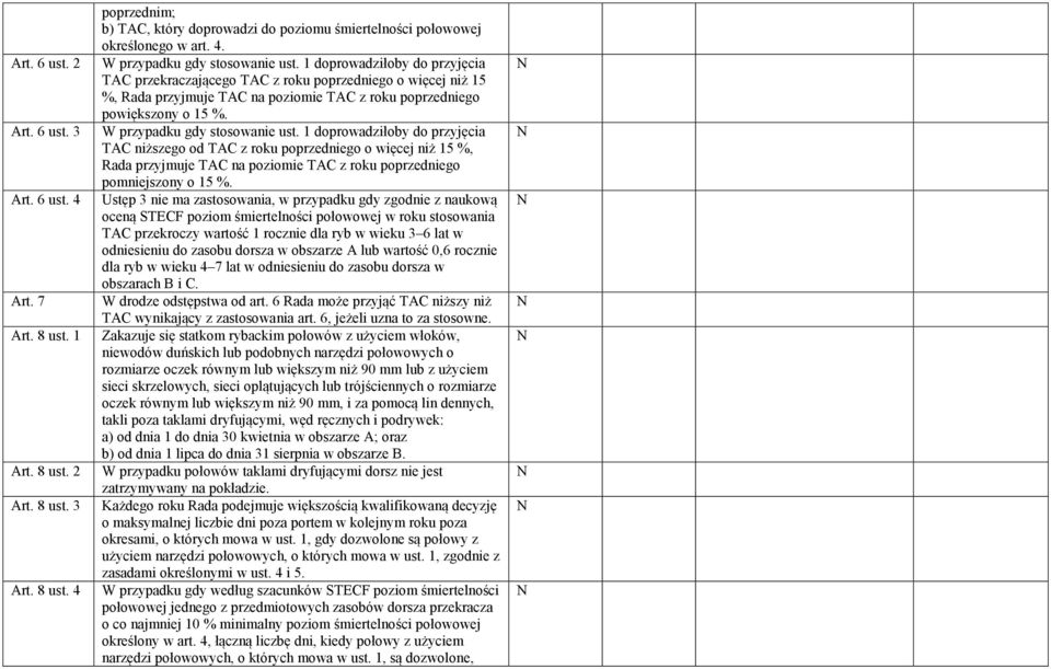 poprzednim; b) TAC, który doprowadzi do poziomu śmiertelności połowowej określonego w art. 4.