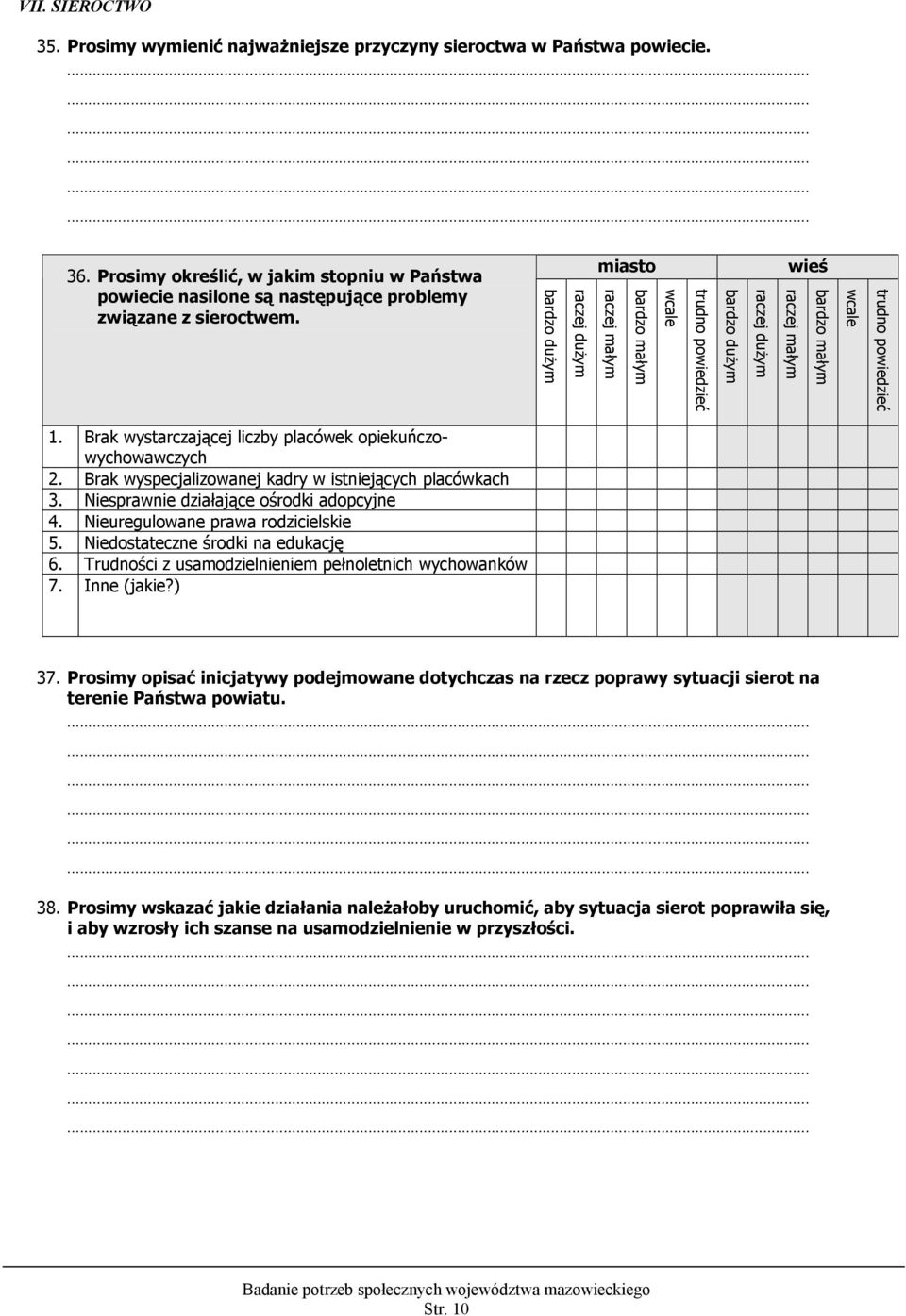 Brak wyspecjalizowanej kadry w istniejących placówkach 3. Niesprawnie działające ośrodki adopcyjne 4. Nieuregulowane prawa rodzicielskie 5. Niedostateczne środki na edukację 6.