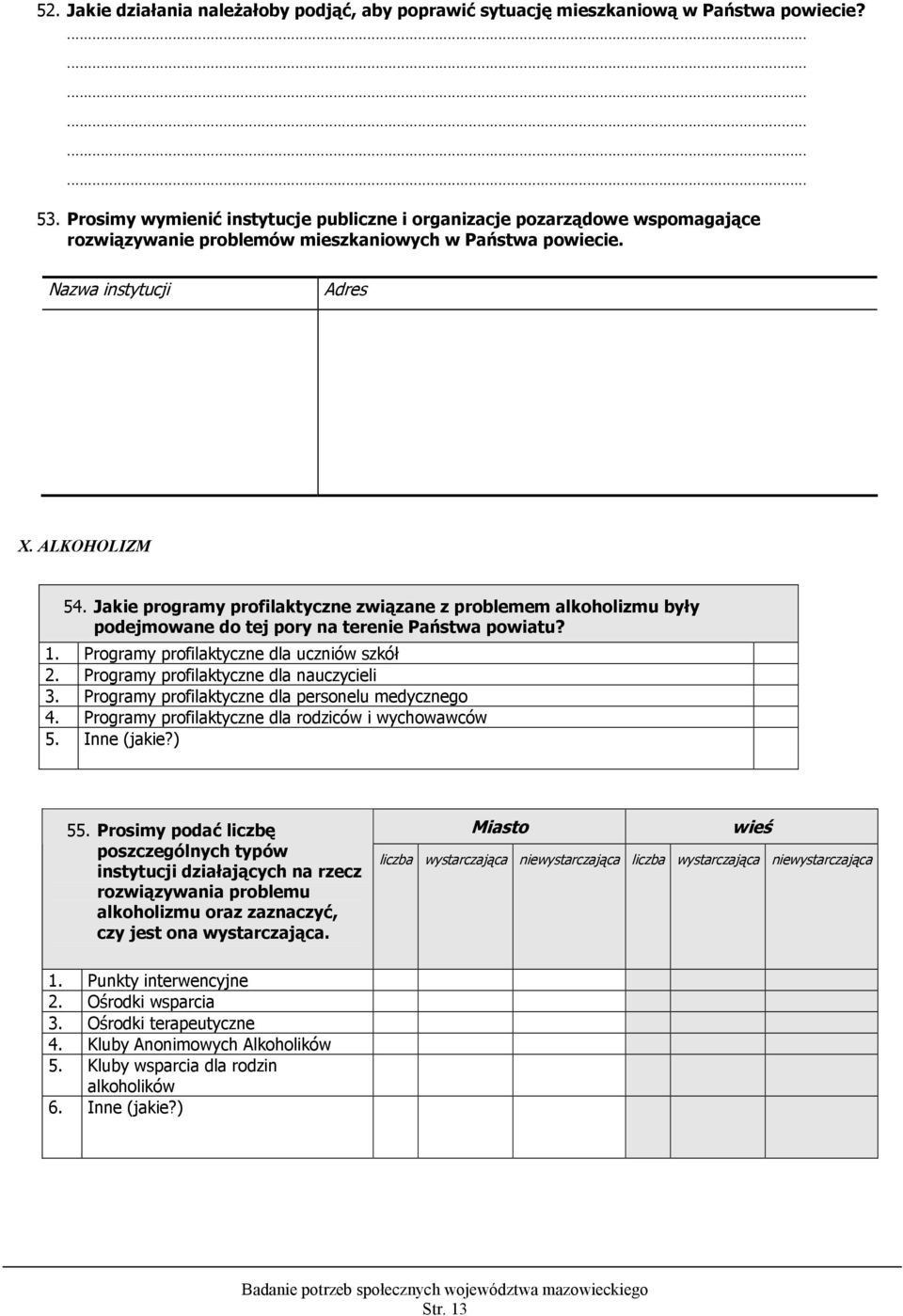 Jakie programy profilaktyczne związane z problemem alkoholizmu były podejmowane do tej pory na terenie Państwa powiatu? 1. Programy profilaktyczne dla uczniów szkół 2.