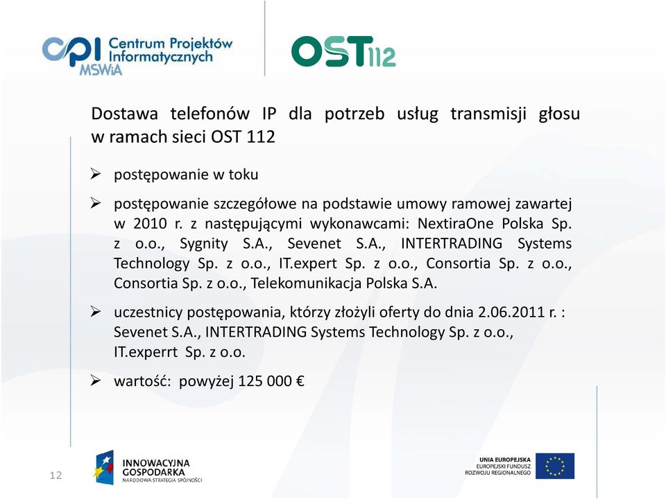 z o.o., IT.expert Sp. z o.o., Consortia Sp. z o.o., Consortia Sp. z o.o., Telekomunikacja Polska S.A.