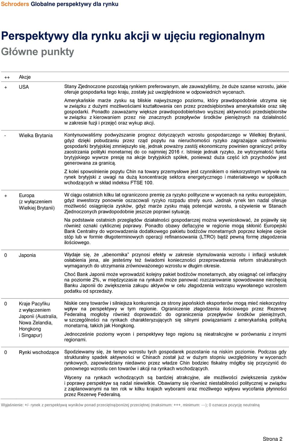 Amerykańskie marże zysku są bliskie najwyższego poziomu, który prawdopodobnie utrzyma się w związku z dużymi możliwościami kształtowania cen przez przedsiębiorstwa amerykańskie oraz siłę gospodarki.