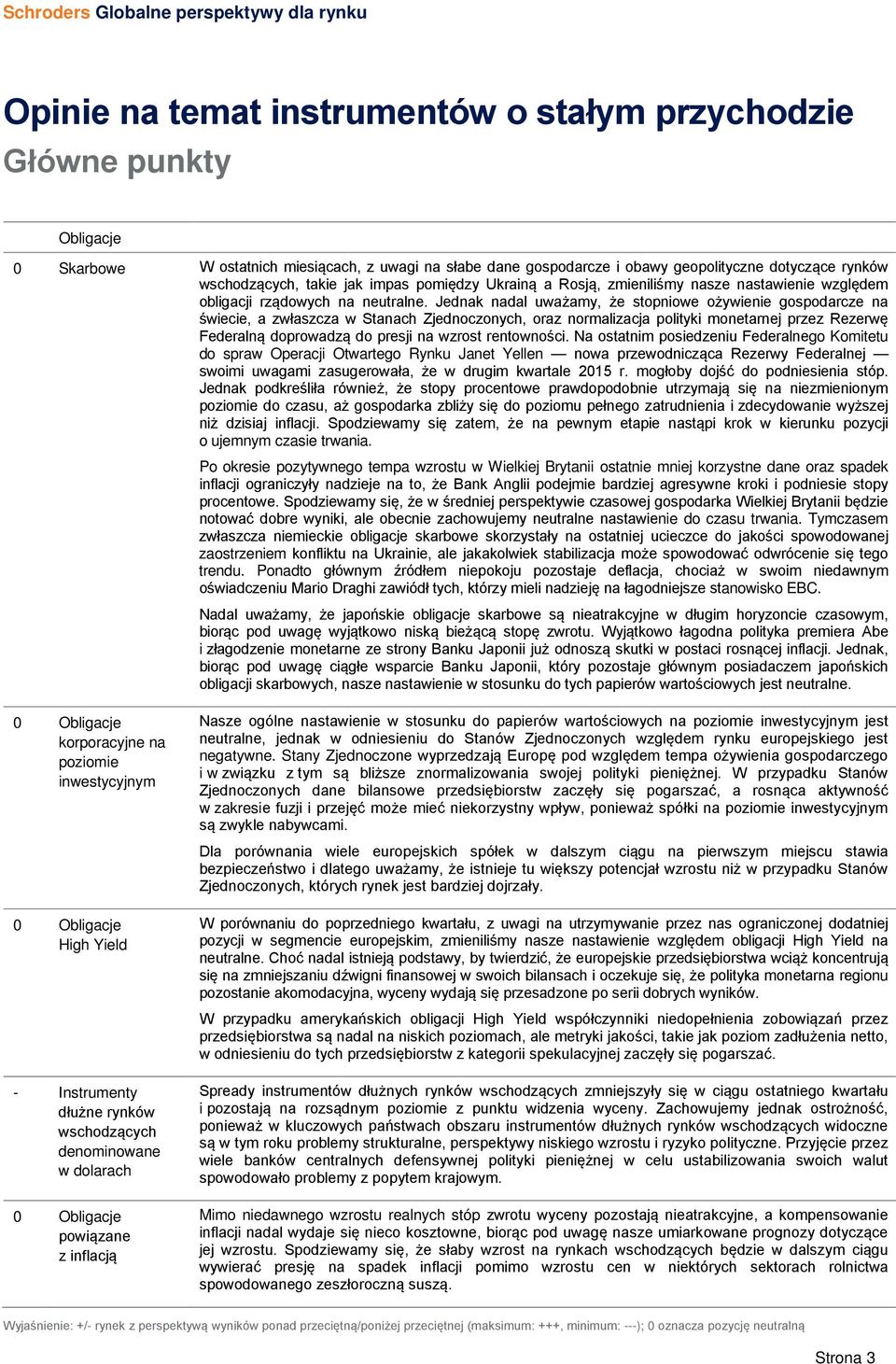 Jednak nadal uważamy, że stopniowe ożywienie gospodarcze na świecie, a zwłaszcza w Stanach Zjednoczonych, oraz normalizacja polityki monetarnej przez Rezerwę Federalną doprowadzą do presji na wzrost
