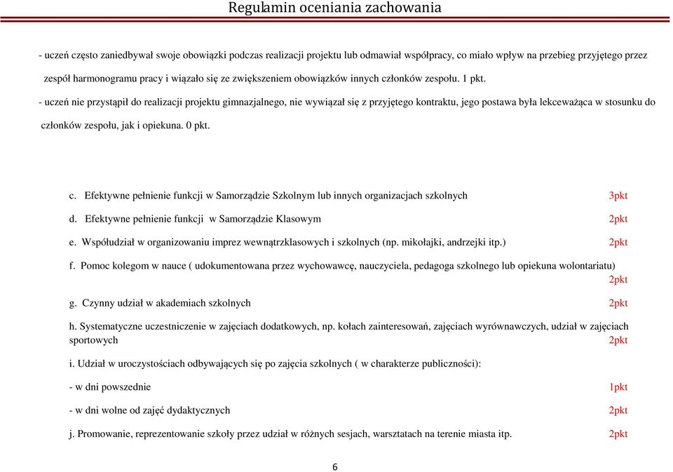 - uczeń nie przystąpił do realizacji projektu gimnazjalnego, nie wywiązał się z przyjętego kontraktu, jego postawa była lekceważąca w stosunku do cz