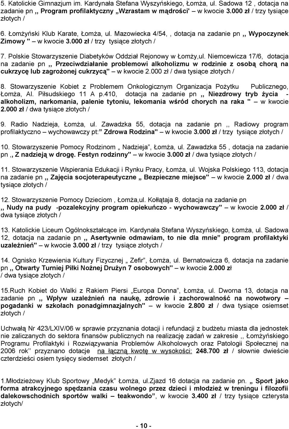 Polskie Stowarzyszenie Diabetyków Oddział Rejonowy w Łomży,ul.
