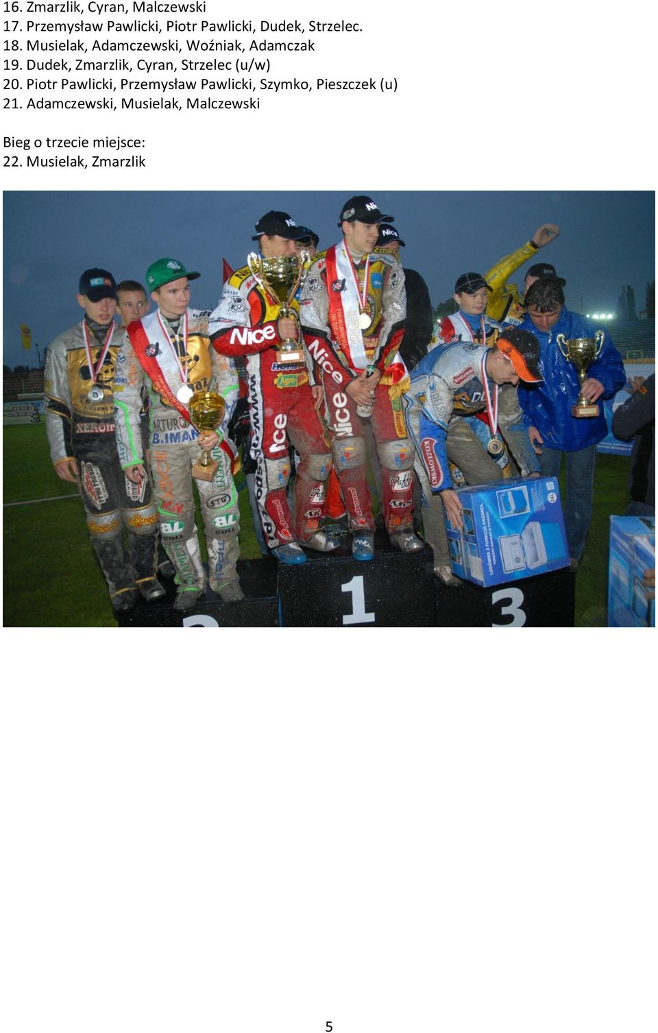 Musielak, Adamczewski, Woźniak, Adamczak 19.