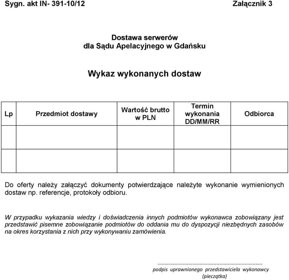 referencje, protokoły odbioru.