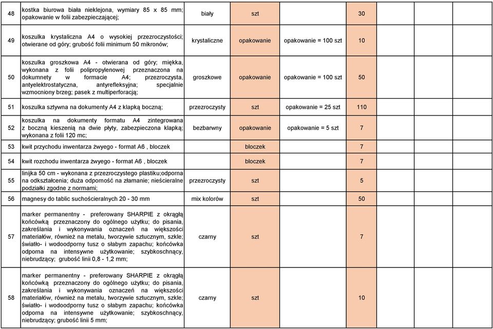 przezroczysta, antyelektrostatyczna, antyrefleksyjna; specjalnie wzmocniony brzeg; pasek z multiperforacją; groszkowe opakowanie opakowanie = 100 szt 50 51 koszulka sztywna na dokumenty A4 z klapką