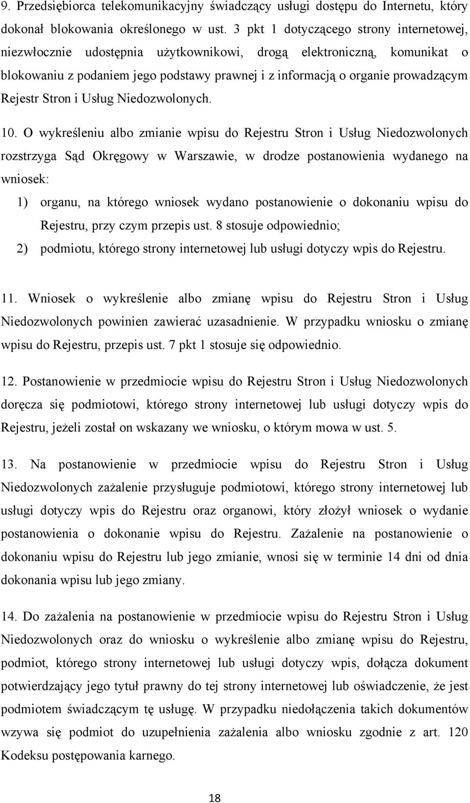 Rejestr Stron i Usług Niedozwolonych. 10.