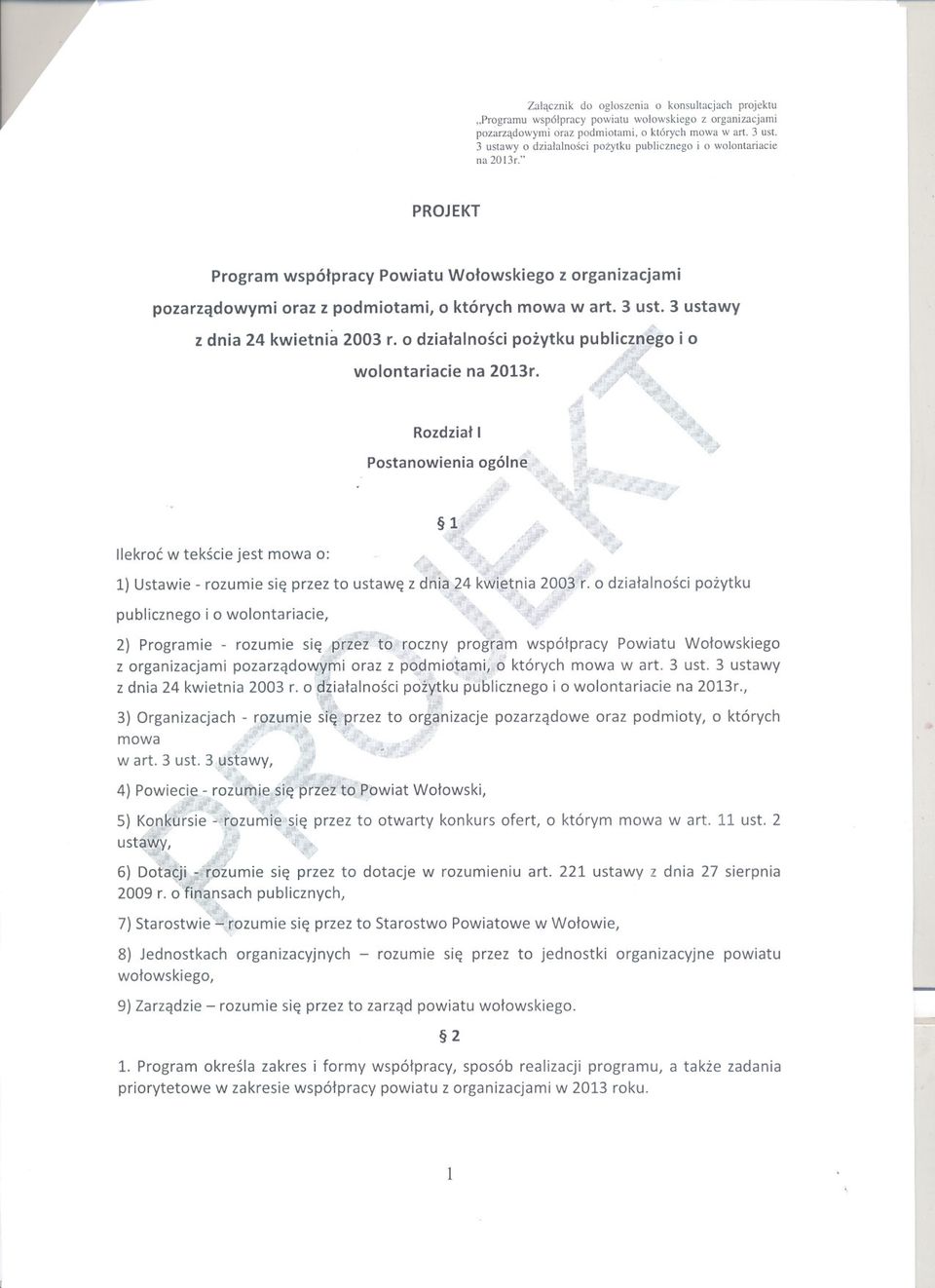 3 ustawy z dnia 24 kwietnia 2003 r. o dzialalnosci pozytku publiq~go wolontariacie na 2013r.