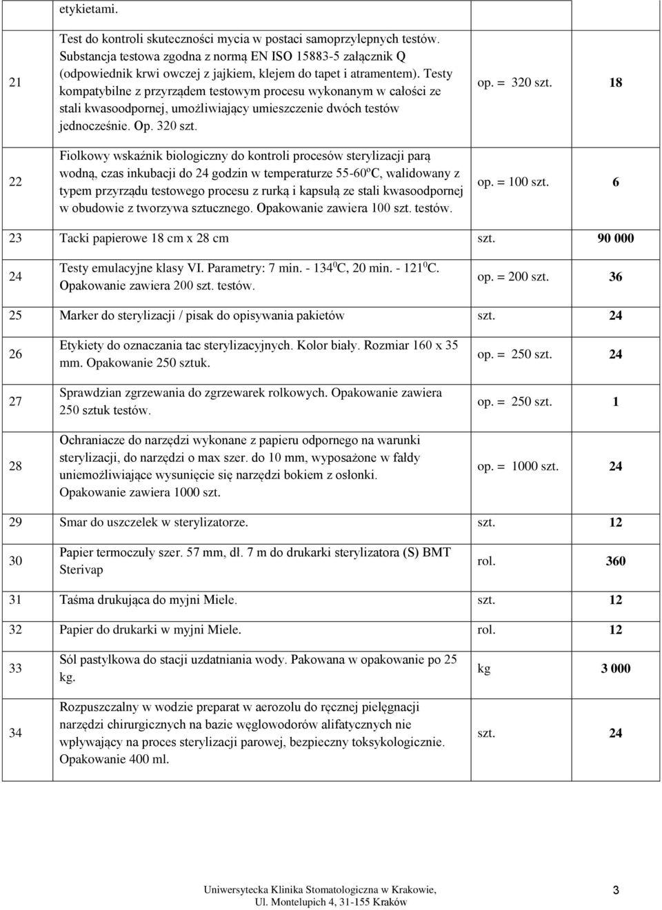 Testy kompatybilne z przyrządem testowym procesu wykonanym w całości ze stali kwasoodpornej, umożliwiający umieszczenie dwóch testów jednocześnie. Op. 320 szt.