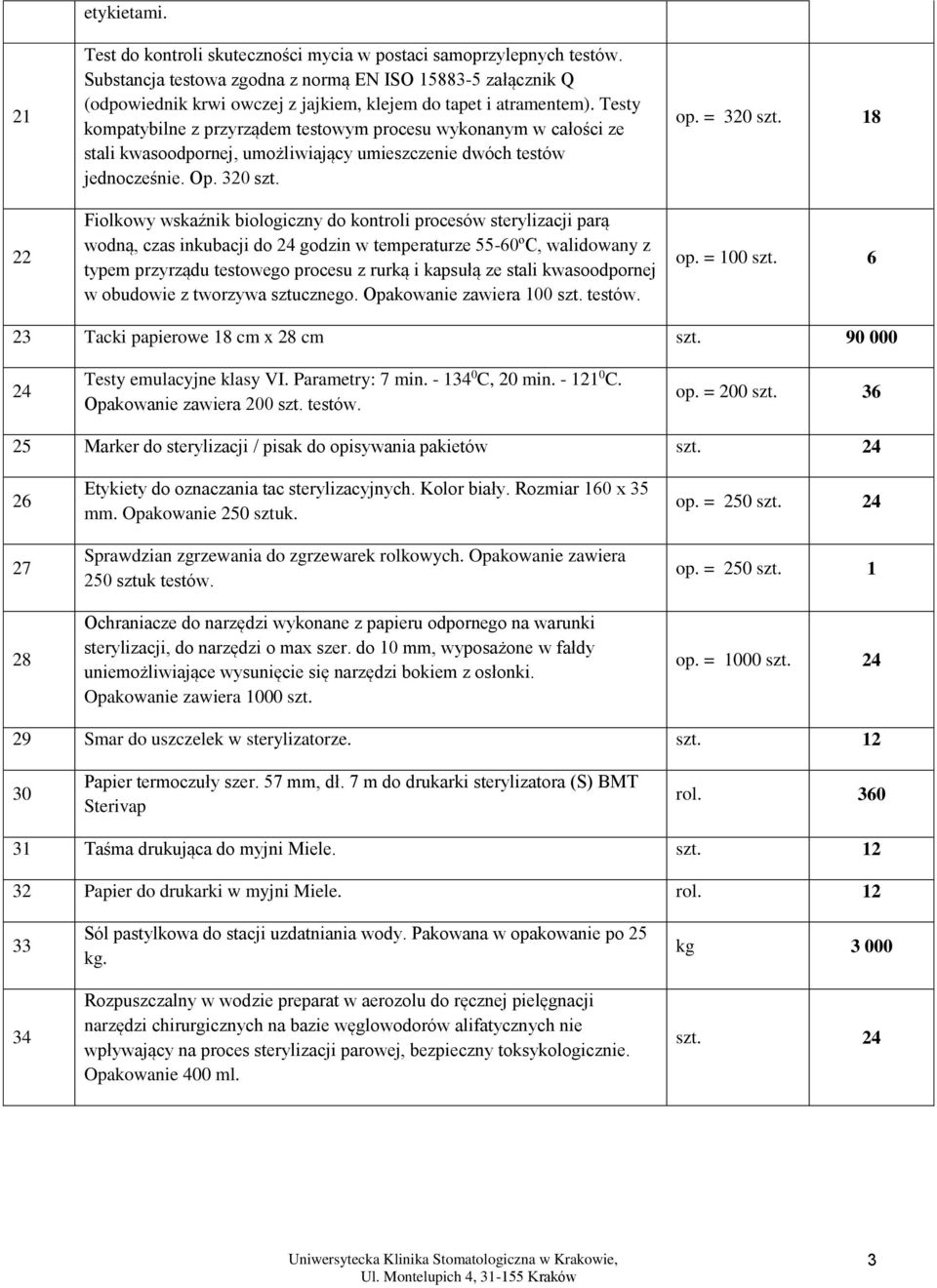 Testy kompatybilne z przyrządem testowym procesu wykonanym w całości ze stali kwasoodpornej, umożliwiający umieszczenie dwóch testów jednocześnie. Op. 320 szt.