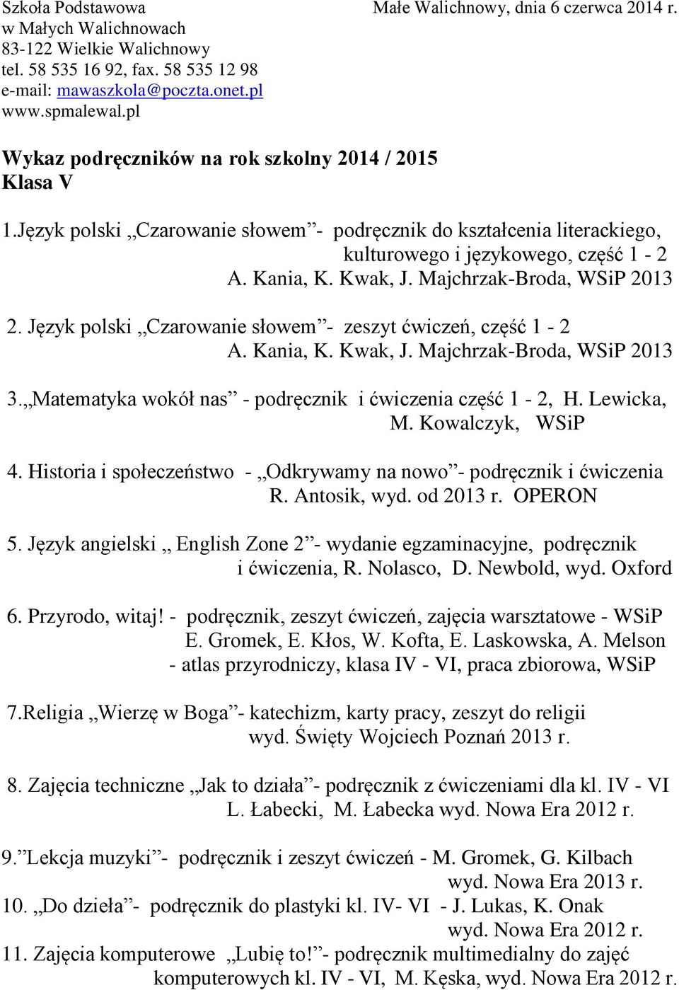 Kowalczyk, WSiP 4. Historia i społeczeństwo - Odkrywamy na nowo - podręcznik i ćwiczenia R. Antosik, wyd. od 2013 r. OPERON 5.