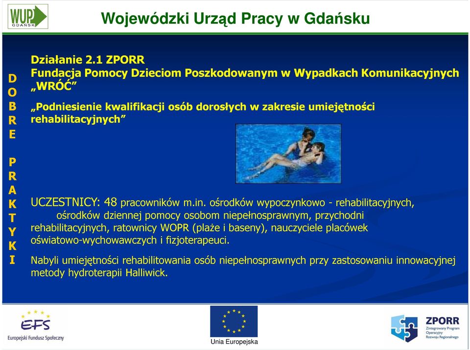 umiejętności rehabilitacyjnych UCZESTNICY: 48 pracowników m.in.