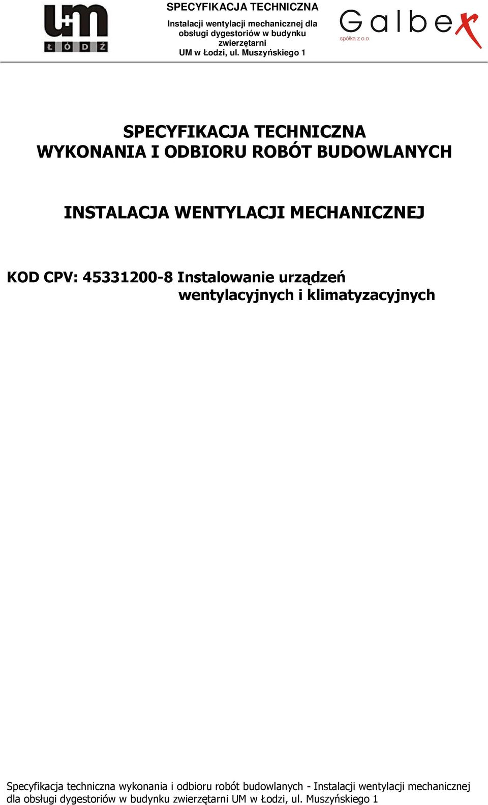 WENTYLACJI MECHANICZNEJ KOD CPV: