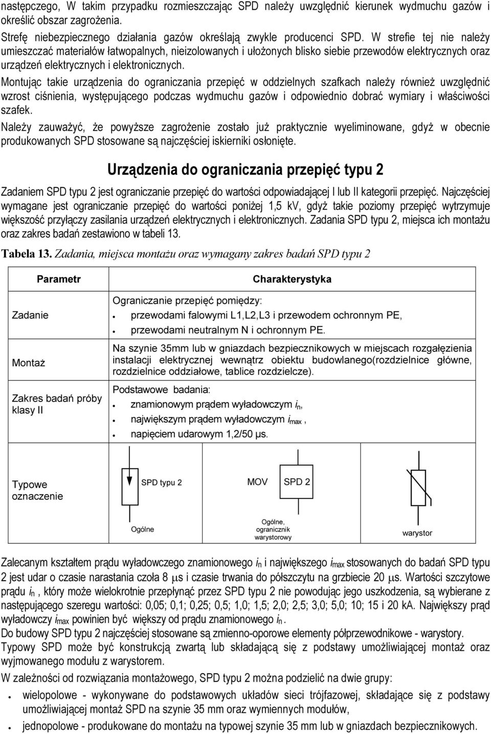 Montując takie urządzenia do ograniczania przepięć w oddzielnych szafkach należy również uwzględnić wzrost ciśnienia, występującego podczas wydmuchu gazów i odpowiednio dobrać wymiary i właściwości