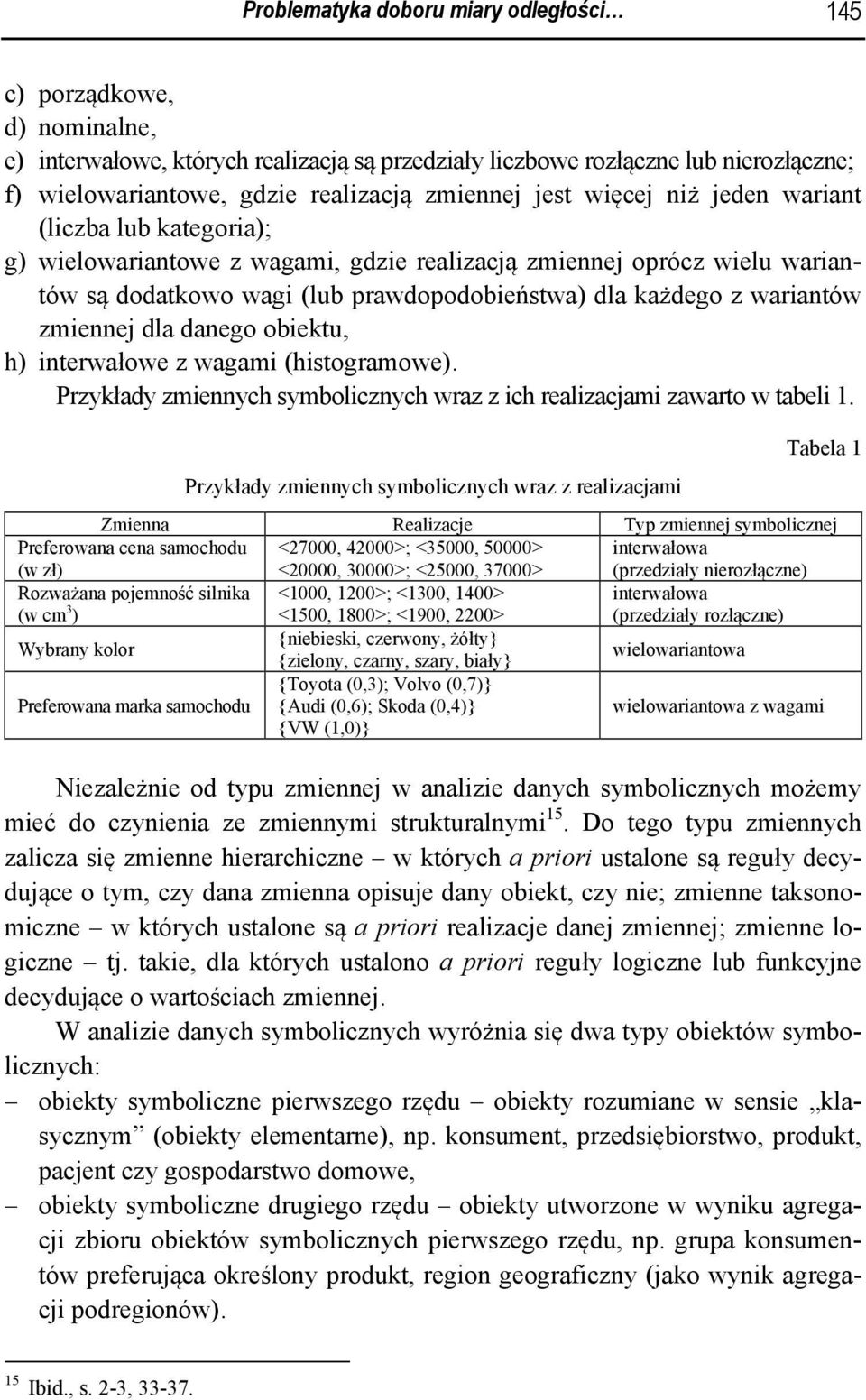 nterwałowe z waga (hstograowe). Przyłady zennych sybolcznych wraz z ch realzacja zawarto w tabel.