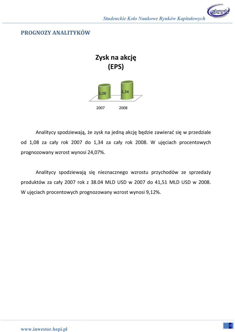 W ujęciach procentowych prognozowany wzrost wynosi 24,07%.