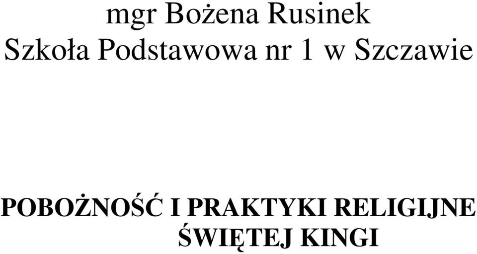 Szczawie POBOŻNOŚĆ I