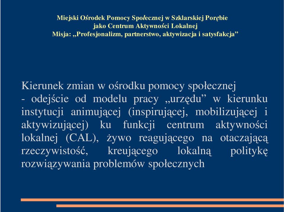 aktywizuj cej) ku funkcji centrum aktywno ci lokalnej (CAL), ywo reaguj