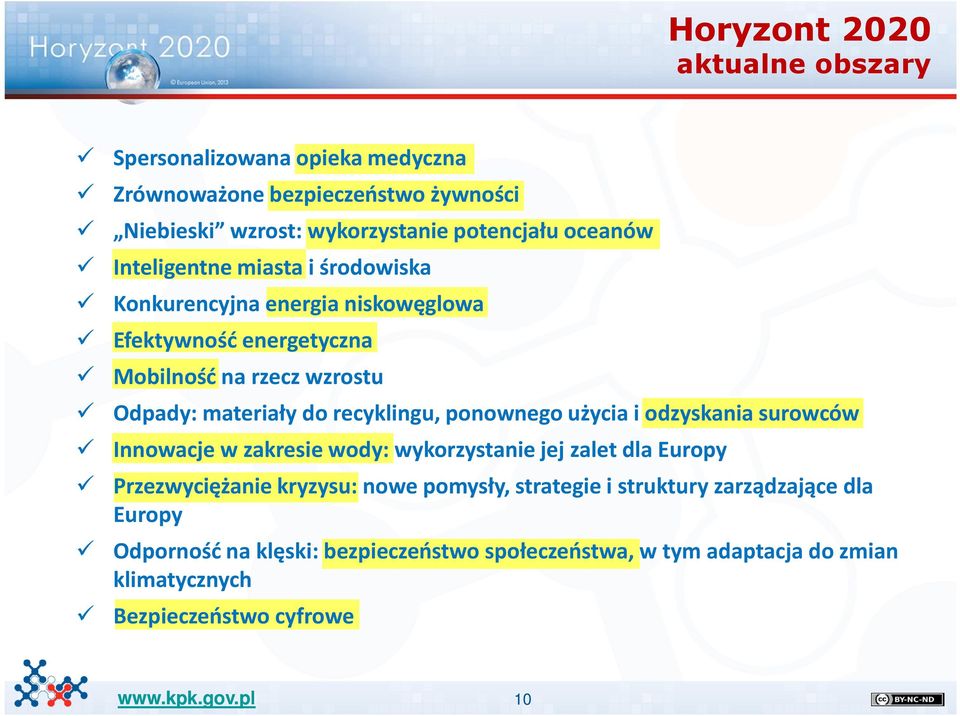 recyklingu, ponownego użycia i odzyskania surowców Innowacje w zakresie wody: wykorzystanie jej zalet dla Europy Przezwyciężanie kryzysu: nowe pomysły,