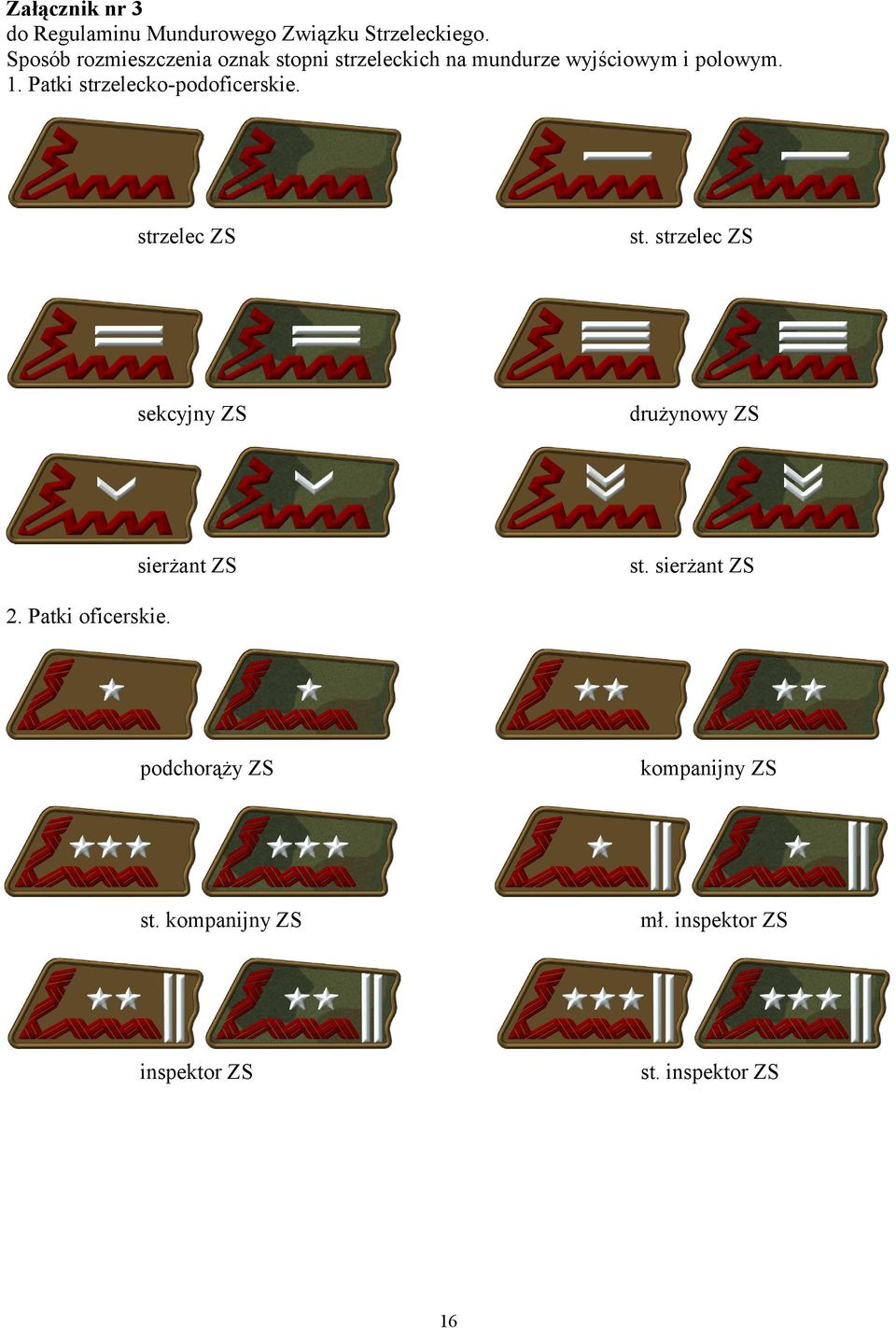 Patki strzelecko-podoficerskie. strzelec ZS st.