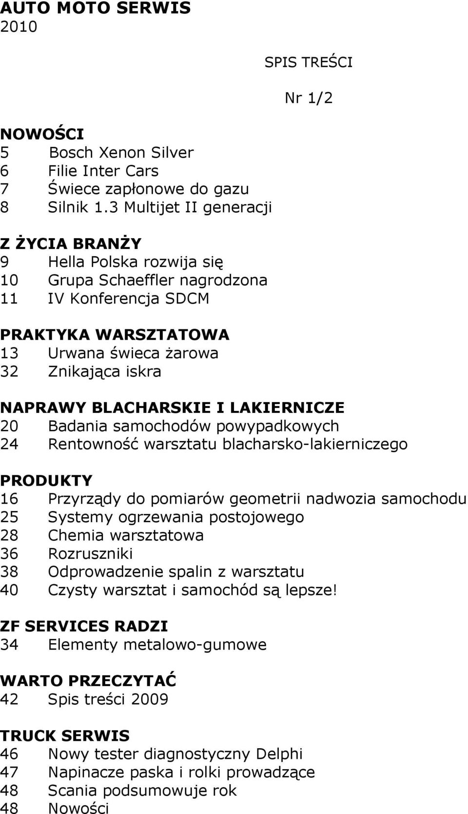 LAKIERNICZE 20 Badania samochodów powypadkowych 24 Rentowność warsztatu blacharsko-lakierniczego 16 Przyrządy do pomiarów geometrii nadwozia samochodu 25 Systemy ogrzewania postojowego 28