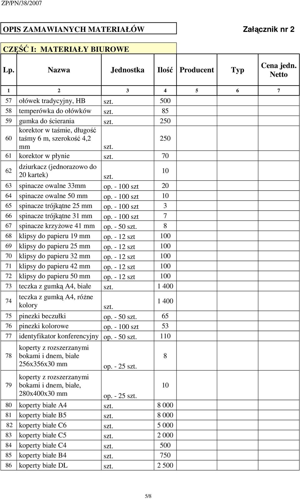 - 50 8 68 klipsy do papieru 9 op. - szt 00 69 klipsy do papieru 5 op. - szt 00 70 klipsy do papieru 3 op. - szt 00 7 klipsy do papieru 4 op. - szt 00 7 klipsy do papieru 50 op.