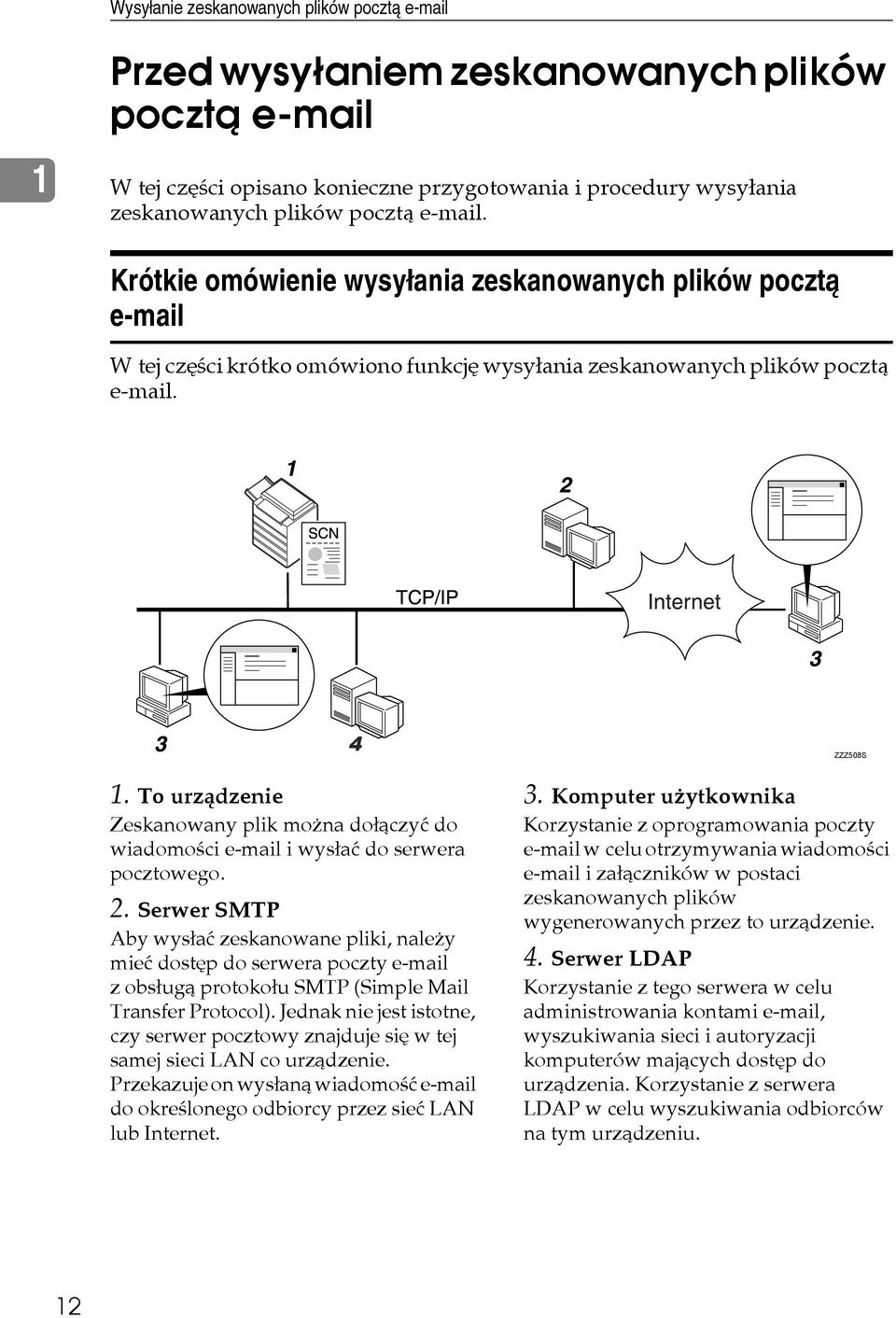 To urzàdzenie Zeskanowany plik moåna doâàczyæ do wiadomoãci e-mail i wysâaæ do serwera pocztowego. 2.