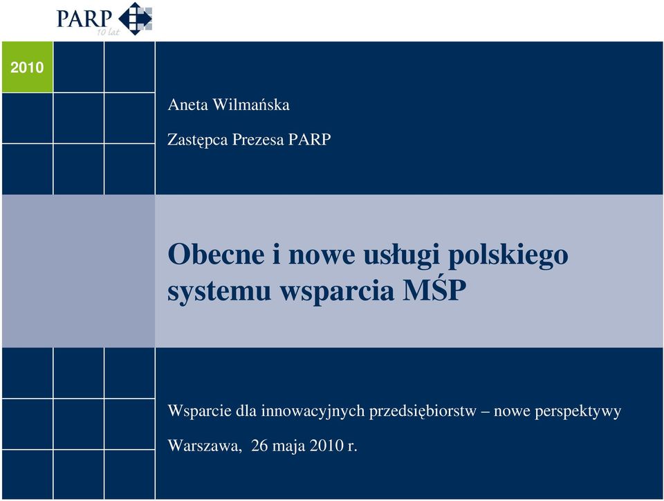 wsparcia MŚP Wsparcie dla innowacyjnych