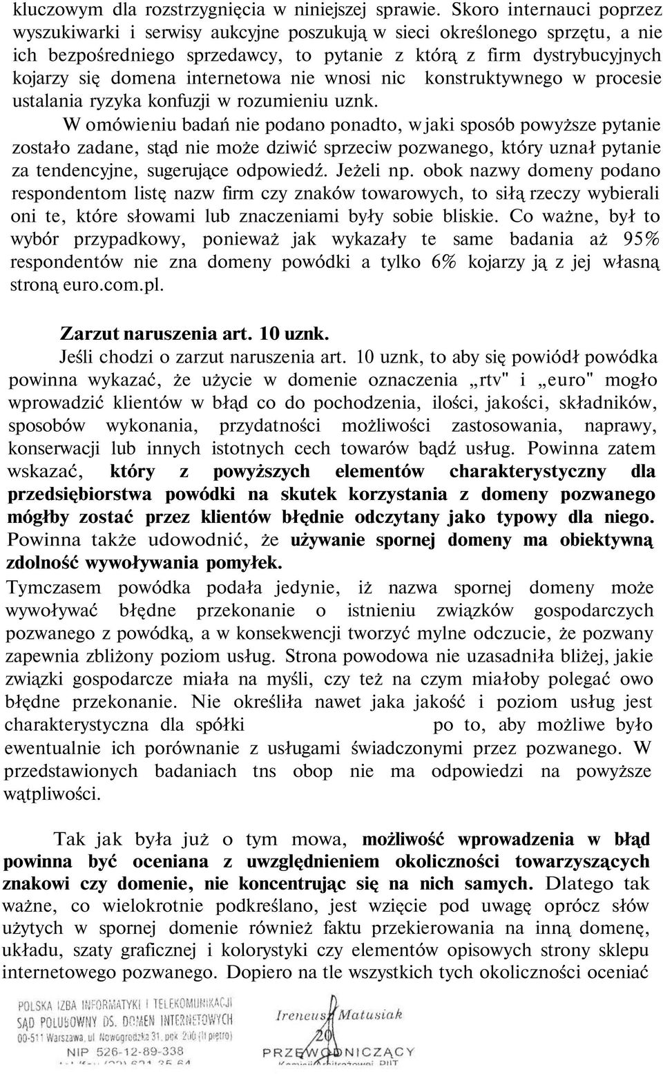 internetowa nie wnosi nic konstruktywnego w procesie ustalania ryzyka konfuzji w rozumieniu uznk.
