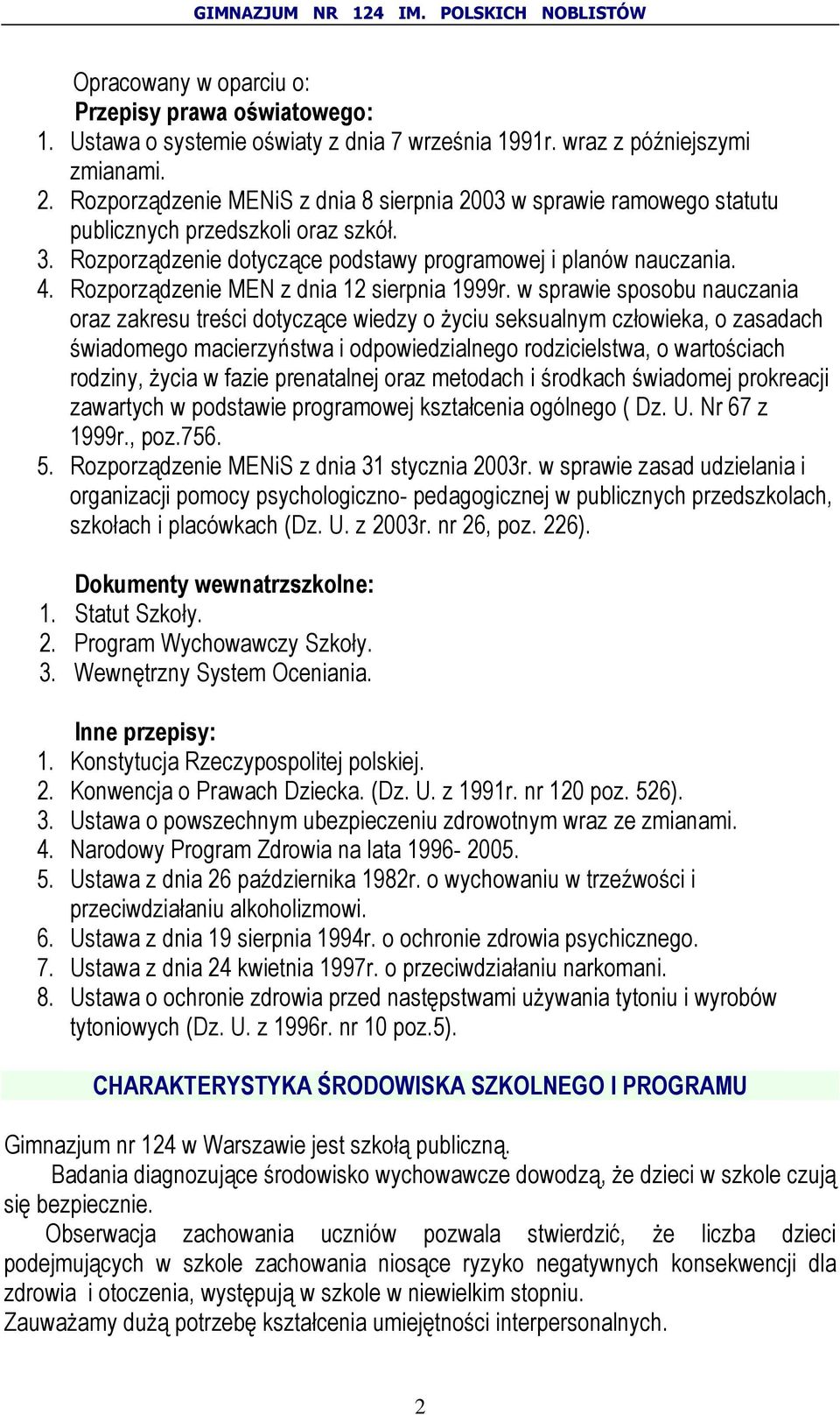Rozporządzenie MEN z dnia 12 sierpnia 1999r.