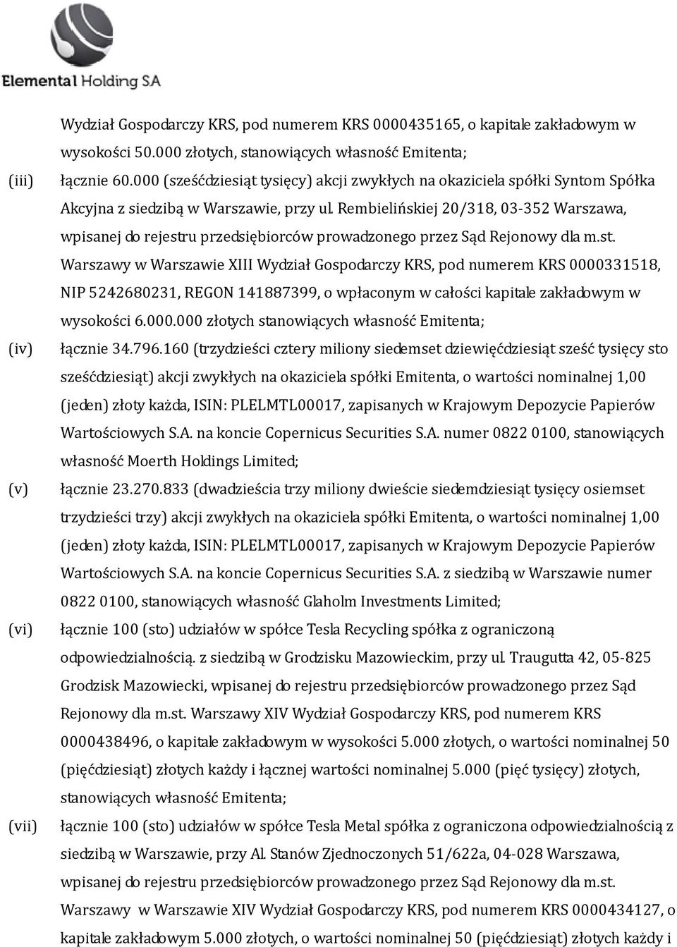 Rembielińskiej 20/318, 03-352 Warszawa, wpisanej do rejestr