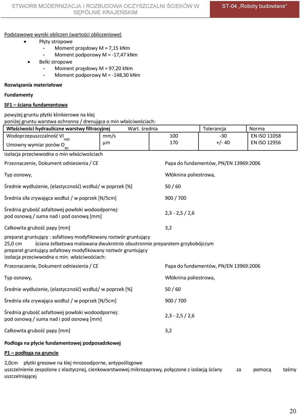 hydrauliczne warstwy filtracyjnej Wart.