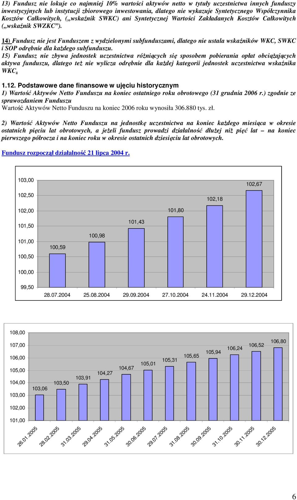 14) Fundusz nie jest Funduszem z wydzielonymi subfunduszami, dlatego nie ustala wskaźników WKC, SWKC i SOP odrębnie dla każdego subfunduszu.