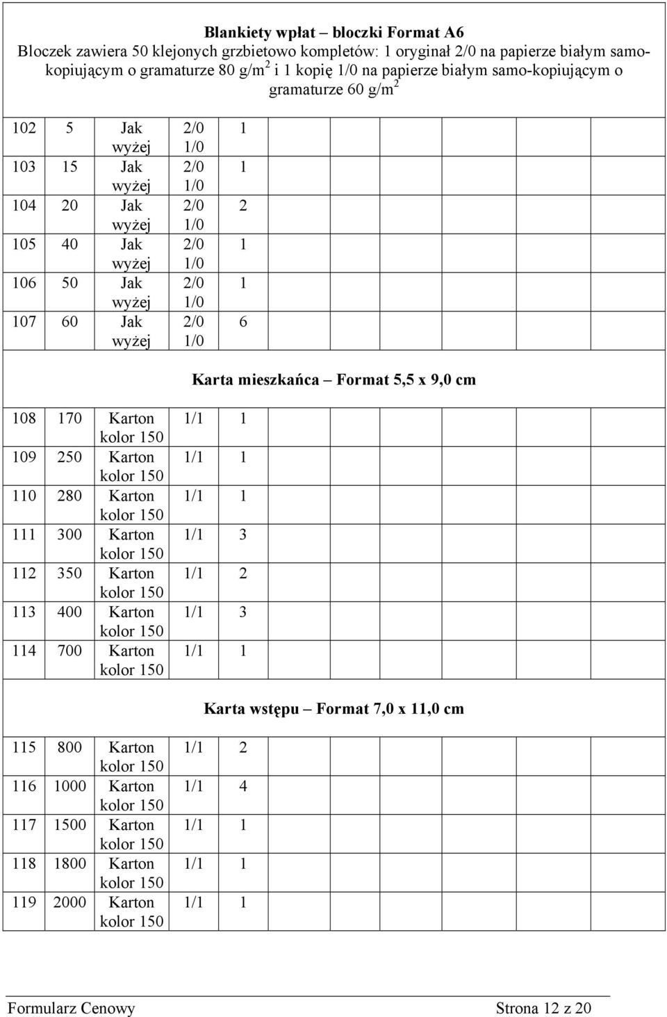 Format 5,5 x 9,0 cm 108 170 Karton 109 250 Karton 110 280 Karton 111 300 Karton 112 350 Karton 113 400 Karton 114 700 Karton 1/1 1 1/1 1 1/1 1 1/1 3 1/1 2 1/1 3 1/1 1