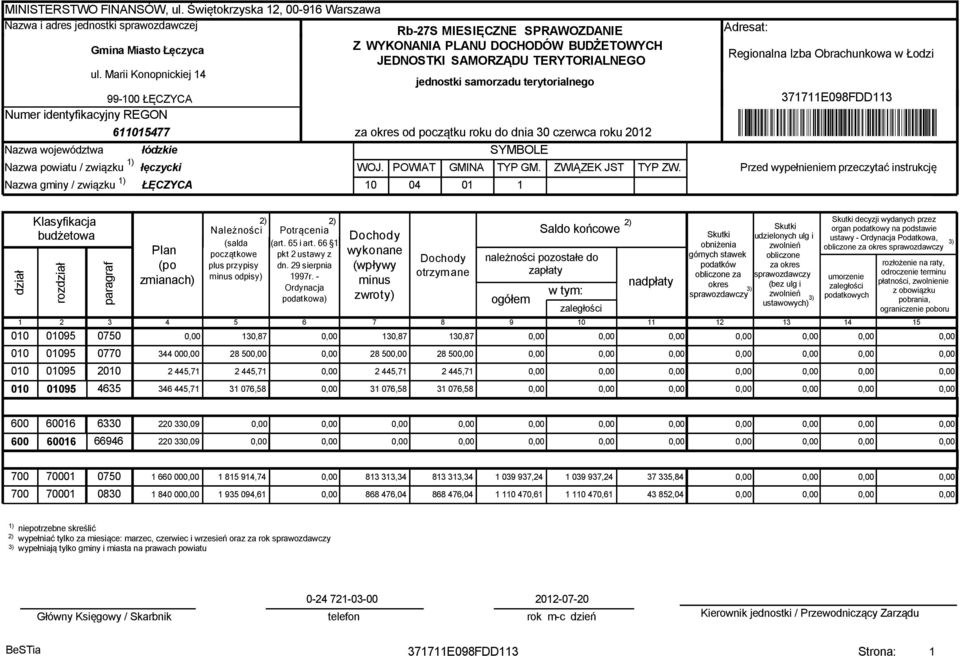 ul. Marii Konopnickiej 14 jednostki samorzadu terytorialnego 99-100 ŁĘCZYCA Numer identyfikacyjny REGON 611015477 Nazwa województwa łódzkie Nazwa powiatu / związku łęczycki Nazwa gminy / związku