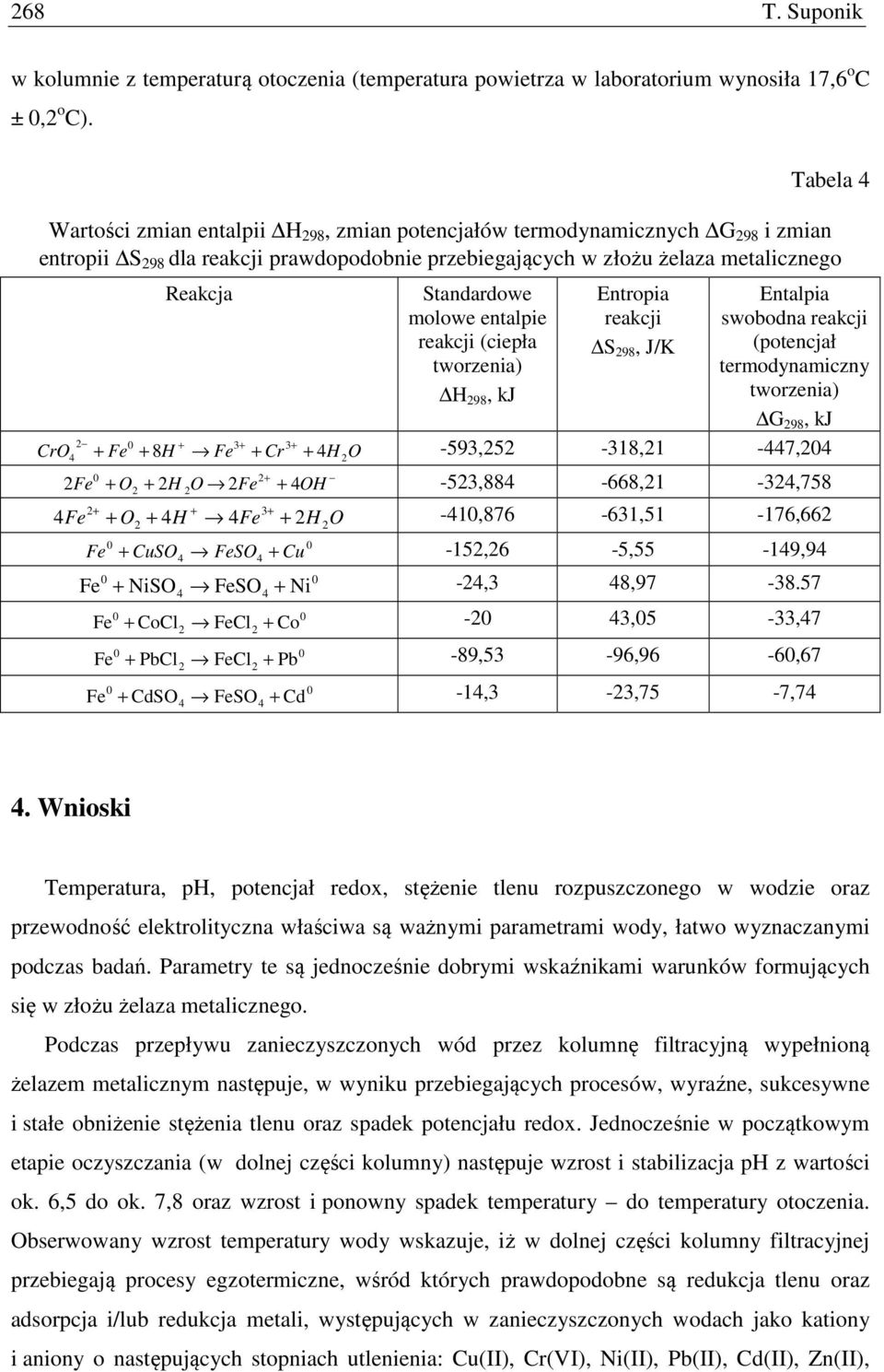 molowe entalpie reakcji (ciepła tworzenia) H 298, kj Entropia reakcji S 298, J/K Entalpia swobodna reakcji (potencjał termodynamiczny tworzenia) G 298, kj + CrO + Fe + 8 H Fe + Cr + H