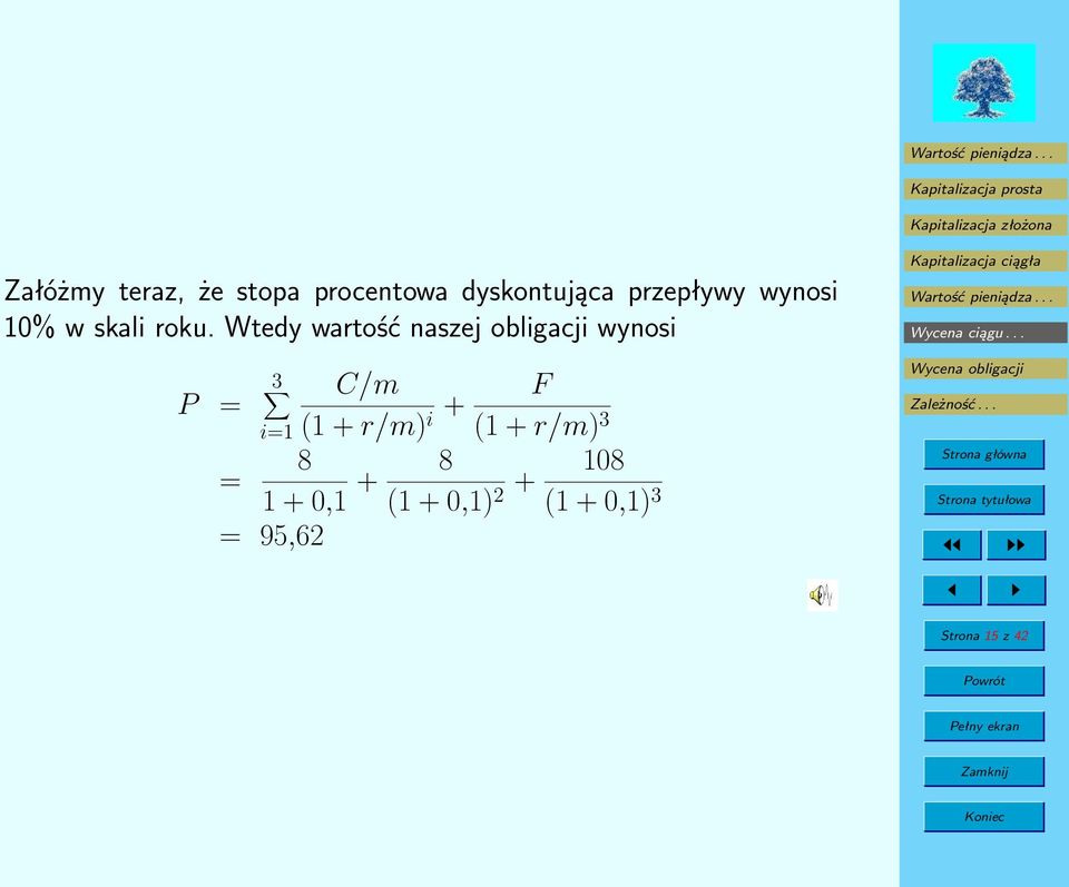 Wtedy wartość naszej obligacji wynosi P = 3 C/m i=1 (1 +