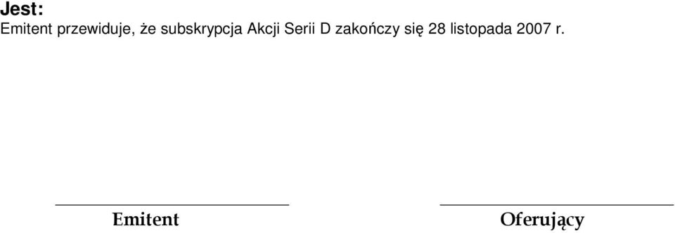 D zakończy się 28