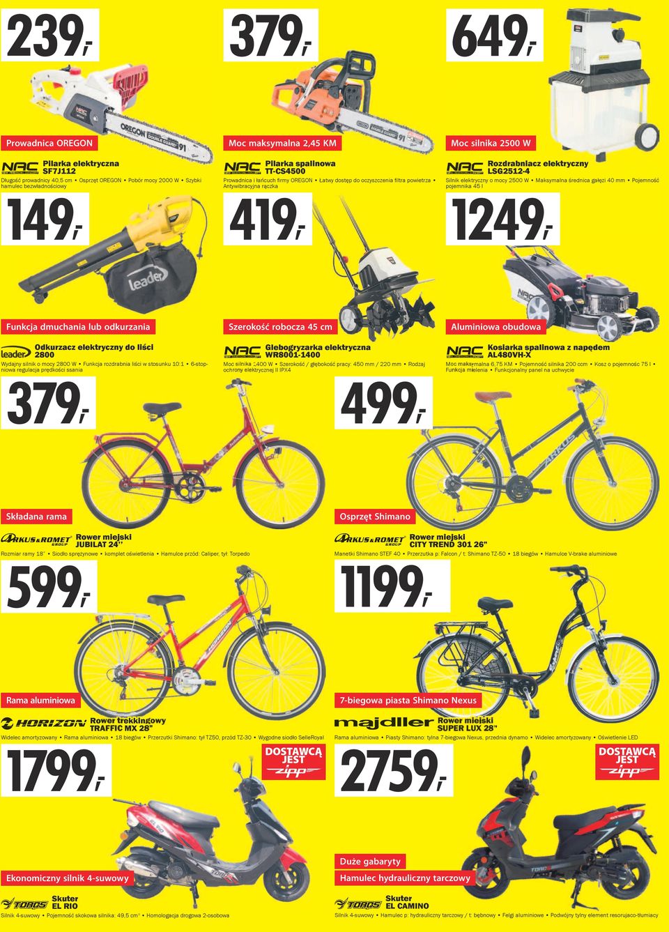 2500 W Maksymalna średnica gałęzi 40 mm Pojemność pojemnika 45 l 1249, Funkcja dmuchania lub odkurzania Odkurzacz elektryczny do liści 2800 Wydajny silnik o mocy 2800 W Funkcja rozdrabnia liści w