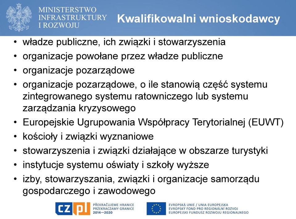 kryzysowego Europejskie Ugrupowania Współpracy Terytorialnej (EUWT) kościoły i związki wyznaniowe stowarzyszenia i związki działające