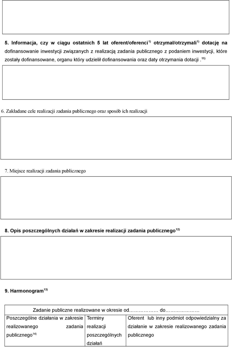 Miejsce realizacji zadania publicznego 8. Opis poszczególnych działań w zakresie realizacji zadania publicznego 12) 9.