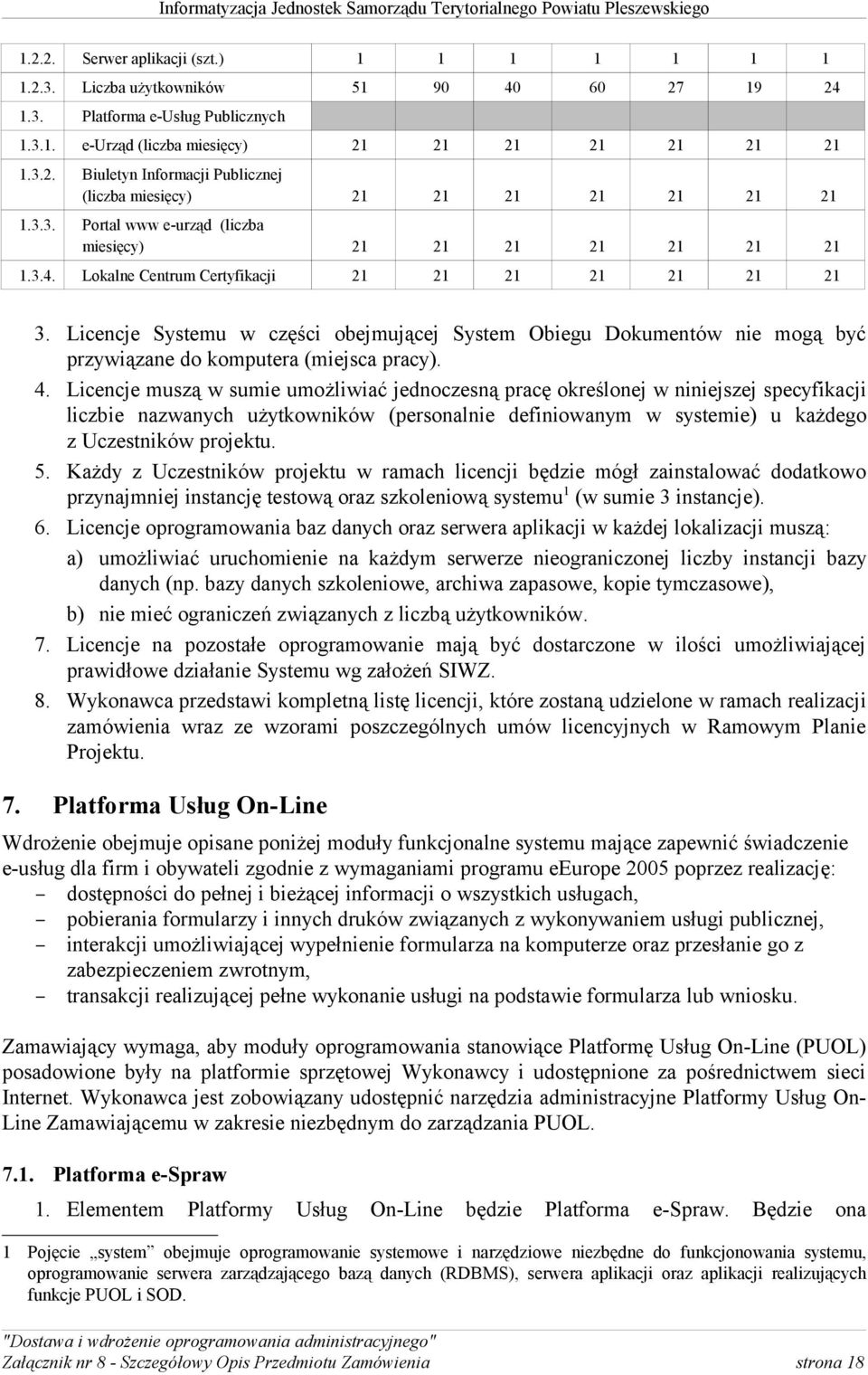 Licencje Systemu w części obejmującej System Obiegu Dokumentów nie mogą być przywiązane do komputera (miejsca pracy). 4.