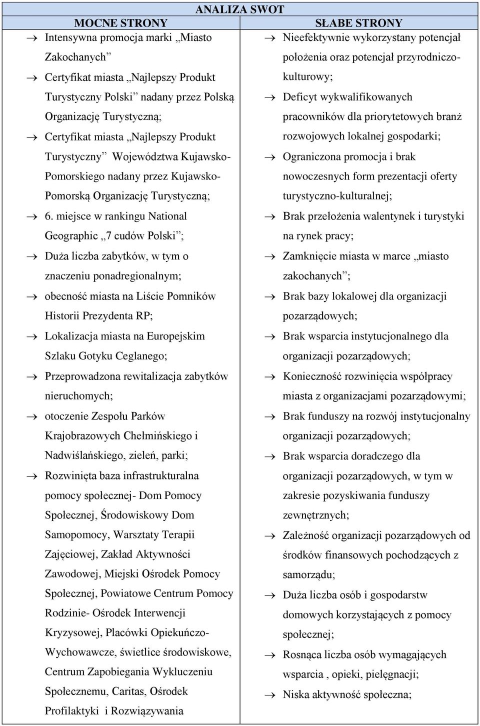 gospodarki; Turystyczny Województwa Kujawsko- Ograniczona promocja i brak Pomorskiego nadany przez Kujawsko- nowoczesnych form prezentacji oferty Pomorską Organizację Turystyczną;
