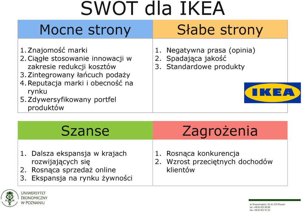 Dalsza ekspansja w krajach rozwijających się 2. Rosnąca sprzedaż online 3. Ekspansja na rynku żywności 1.