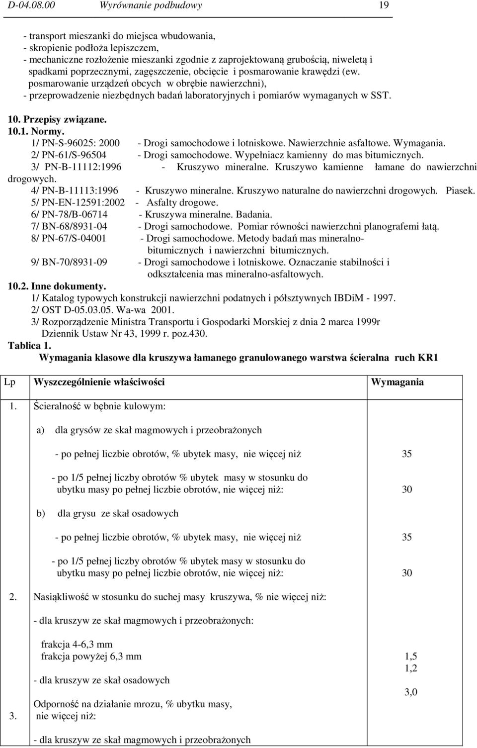 poprzecznymi, zagęszczenie, obcięcie i posmarowanie krawędzi (ew. posmarowanie urządzeń obcych w obrębie nawierzchni), - przeprowadzenie niezbędnych badań laboratoryjnych i pomiarów wymaganych w SST.